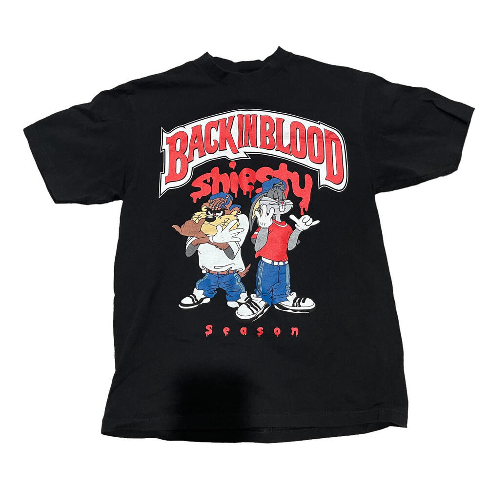 Shaka Wear Men's T-Shirt Back In Blood Black Bugs Bunny Tasmanian Devil  Size L